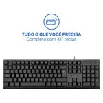 kit teclado e mouse com fio multi cf600 usb preto tc609 (mp)