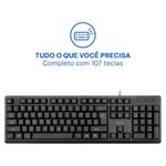 kit teclado e mouse com fio multi cf600 usb preto tc609 (mp)