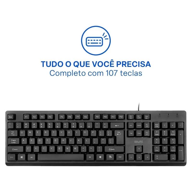 kit teclado e mouse com fio multi cf600 usb preto tc609 (mp)