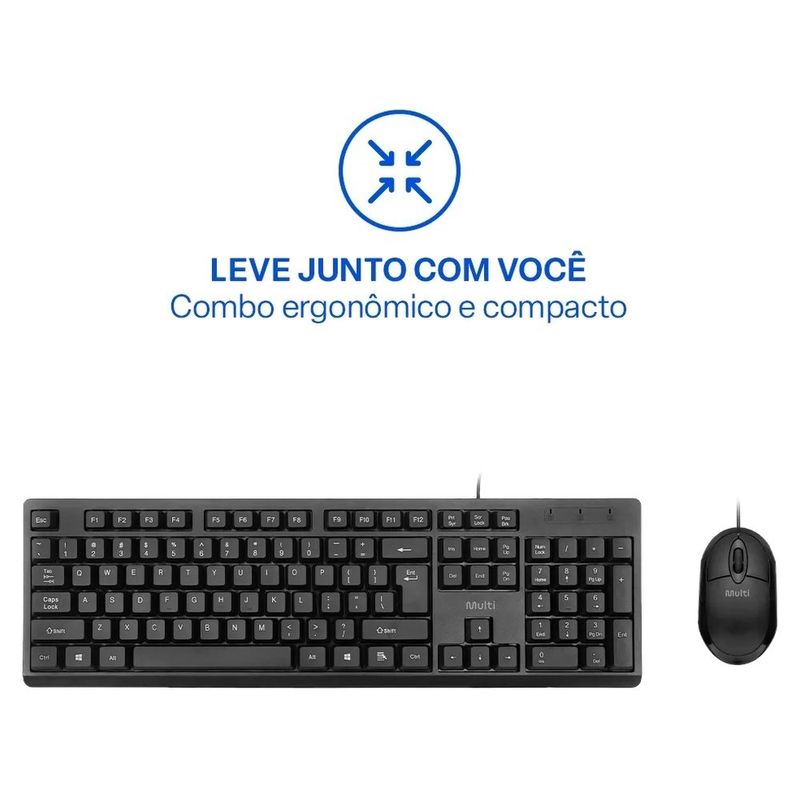 kit teclado e mouse com fio multi cf600 usb preto tc609 (mp)