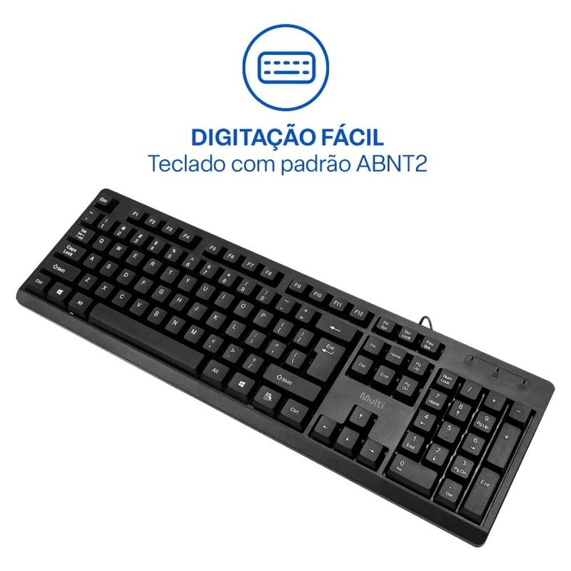 kit teclado e mouse com fio multi cf600 usb preto tc609 (mp)