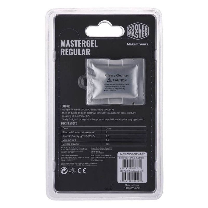 pasta térmica cooler master mastergel regular mgx-zosg-n15m-r2 (mp)