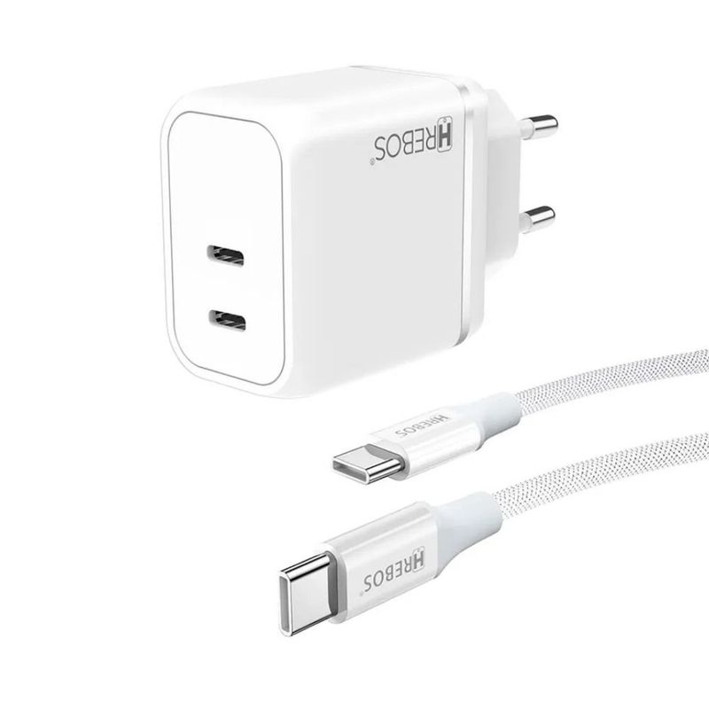 carregador de parede hrebos usb-c 45w crg-503c branco (mp)