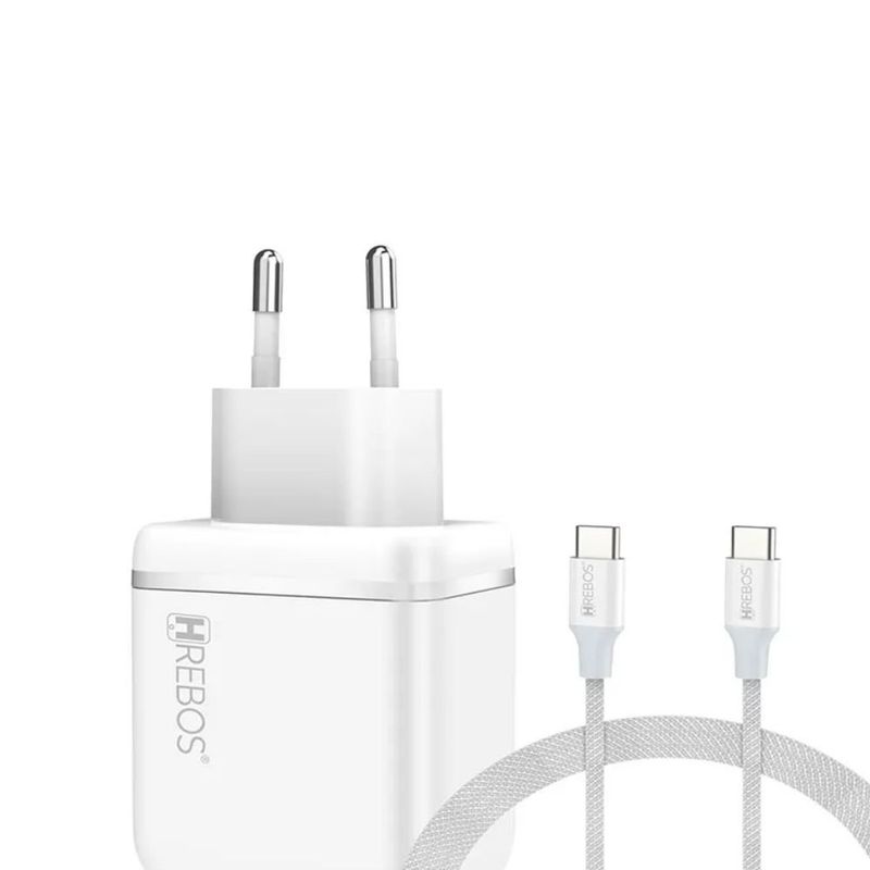 carregador de parede hrebos usb-c 45w crg-503c branco (mp)