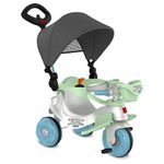 carrinho velobaby bandeirante joy com capota passeio e pedal branco verde e azul