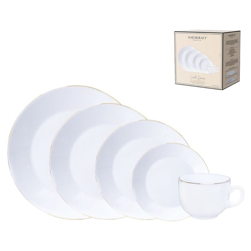 jogo de jantar 20 peças hauskraft catarina branco dourado 800gd (mp)