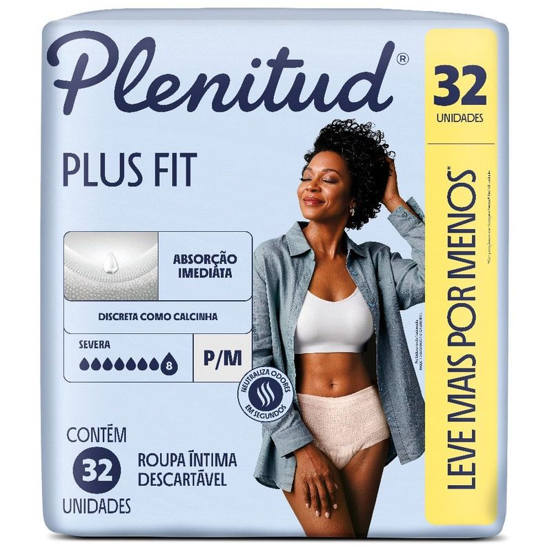 roupa íntima descartável plenitud plus fit p/m 32 unidades