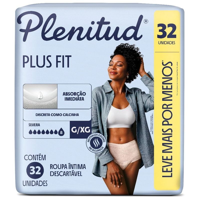 roupa íntima descartável plenitud plus fit g/xg 32 unidades