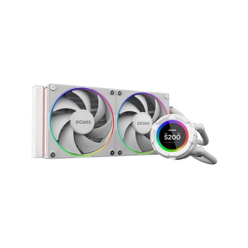 water cooler pcyes vision white ghost argb lcd 2.1" 240mm branco (mp)