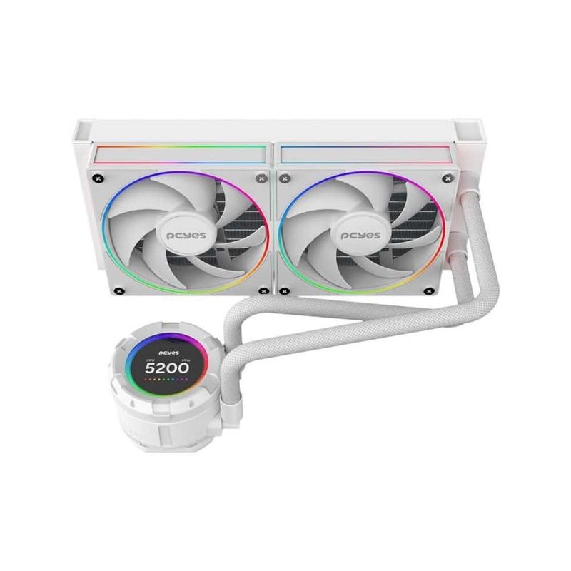 water cooler pcyes vision white ghost argb lcd 2.1" 240mm branco (mp)