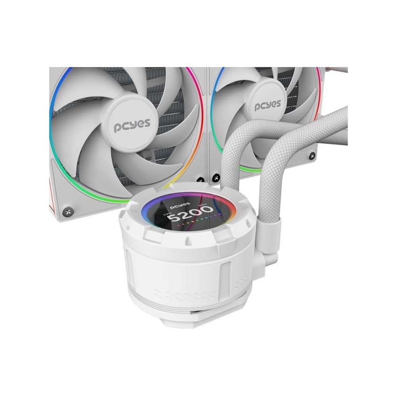 water cooler pcyes vision white ghost argb lcd 2.1" 240mm branco (mp)
