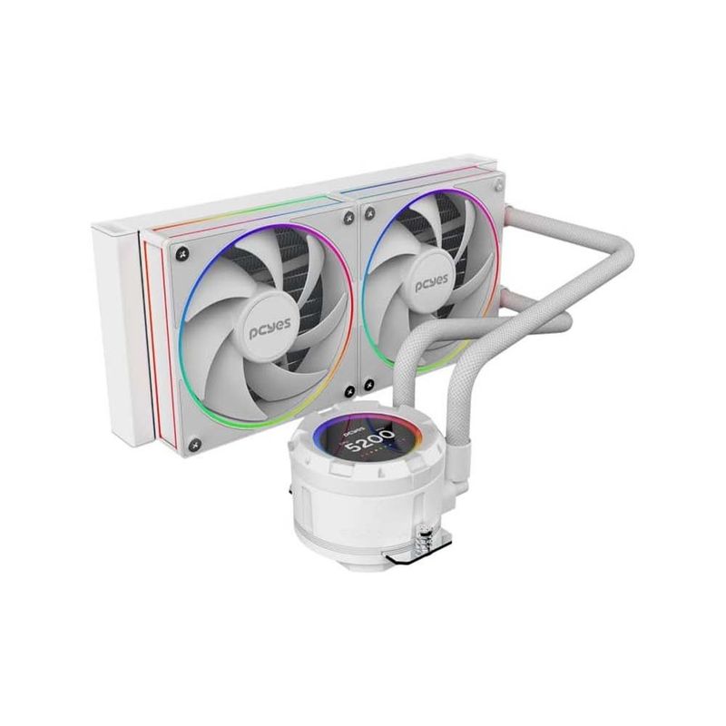 water cooler pcyes vision white ghost argb lcd 2.1" 240mm branco (mp)