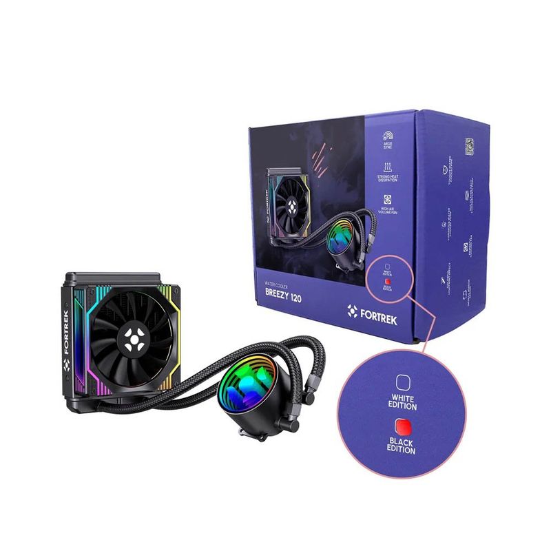 water cooler fortrek breezy argb sync 120mm intel e amd preto (mp)
