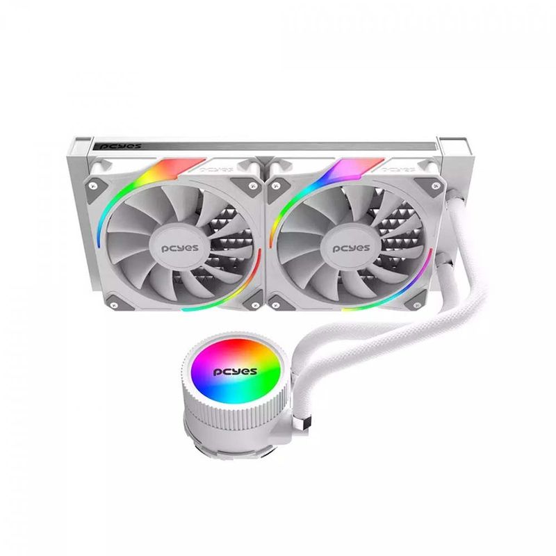water cooler pcyes sangue frio 3 argb 240mm tdp 250w branco (mp)