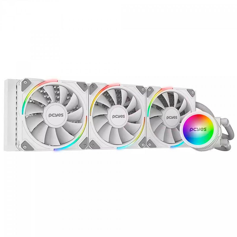 water cooler pcyes sangue frio 3 argb 360mm tdp 350w branco (mp)