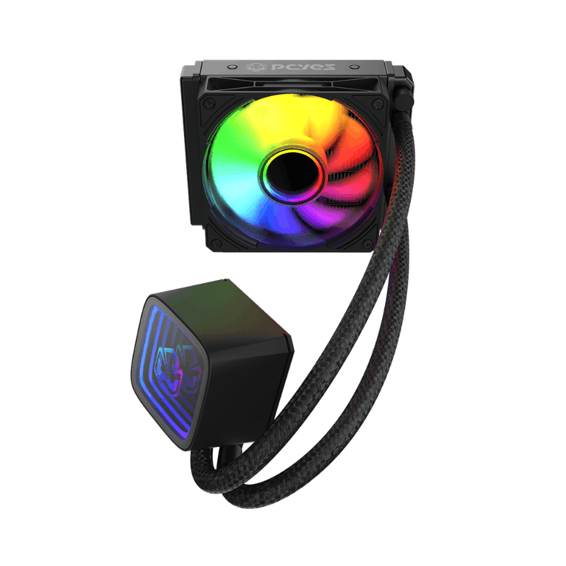 water cooler pcyes tundra black vulcan argb 120mm intel e amd (mp)