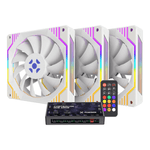 kit 3 cooler fan fortrek frosty argb 120mm com controlador branco (mp)