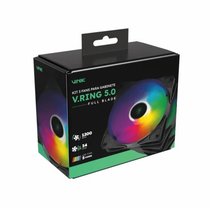 kit 3 cooler fan vinik v-ring 5.0 full blade led 120mm preto (mp)