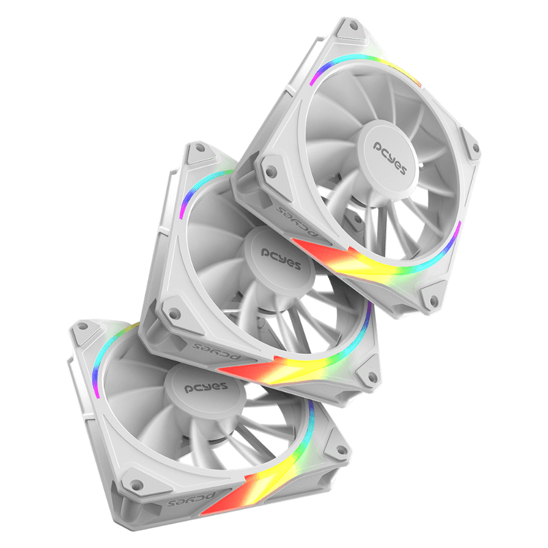 kit 3 cooler fan pcyes sangue frio 3 argb reverse 120mm branco (mp)