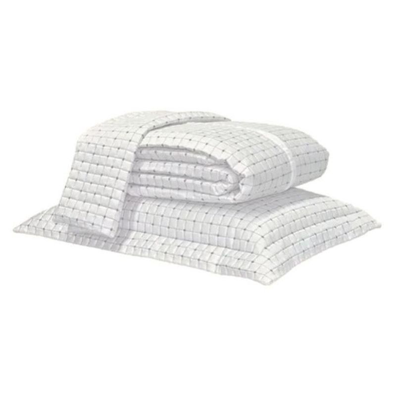 jogo de colcha 2 peças solteiro artelasse kaki 300 fios branco (mp)