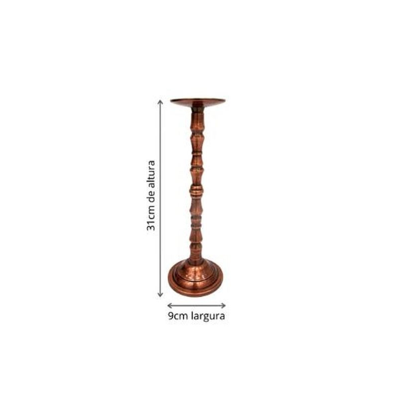 castiçal decorativo decore cobre 9x9x31cm (mp)