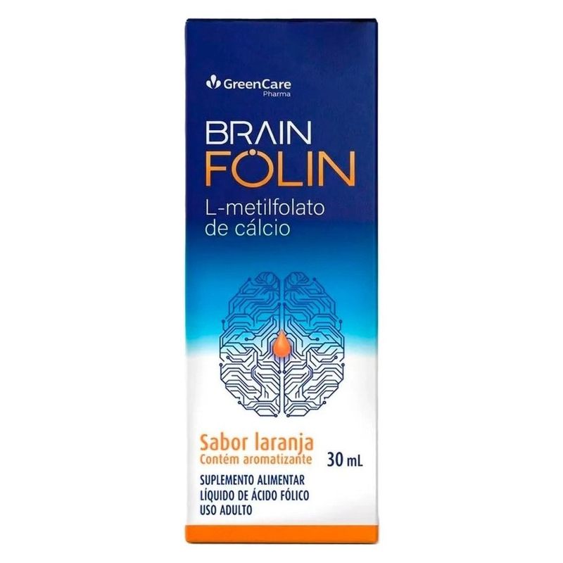 brainfolin l-metilfolato de cálcio 30ml sabor laranja greencare
