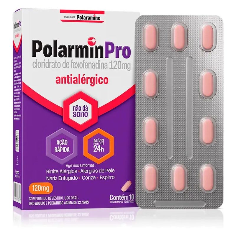 polarminpro cloridrato de fexofenadina 120mg 10 comprimidos revestidos hypera