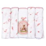kit fralda de pano minasrey 5 peças coelho rosa (mp)
