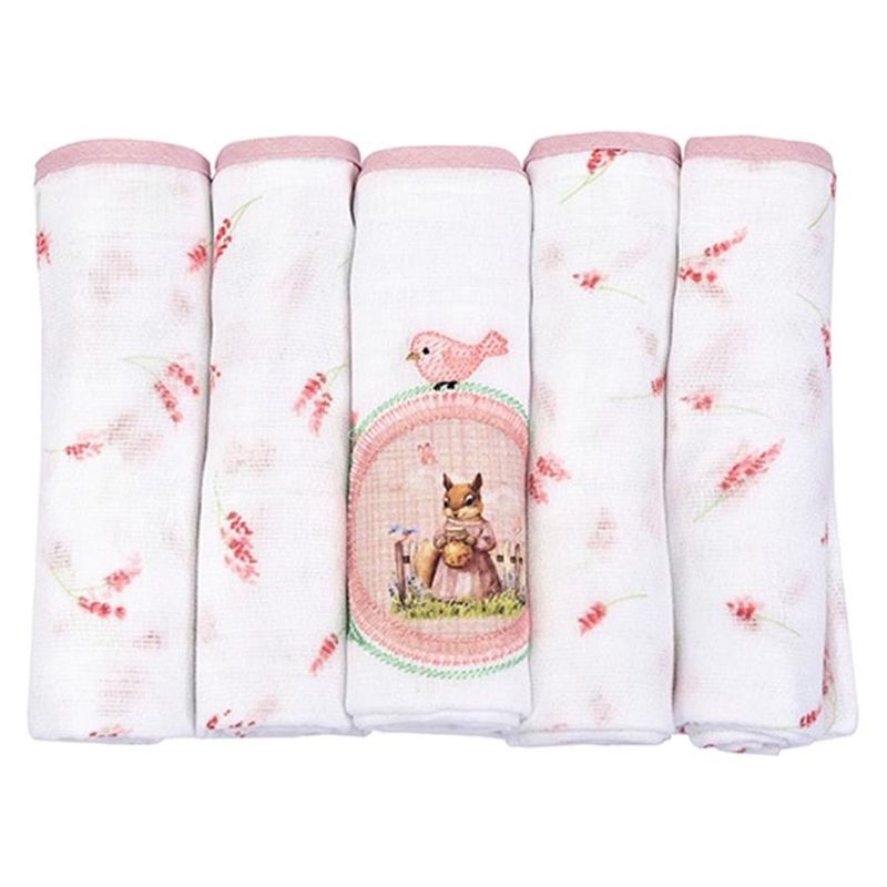 kit fralda de pano minasrey 5 peças coelho rosa (mp)