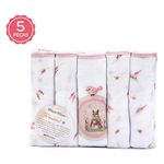 kit fralda de pano minasrey 5 peças coelho rosa (mp)