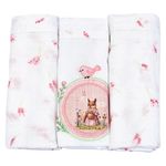 kit fralda de pano minasrey 3 peças coelho rosa (mp)