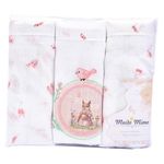 kit fralda de pano minasrey 3 peças coelho rosa (mp)