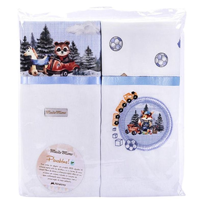 kit fralda de pano minasrey 2 peças raposa azul (mp)