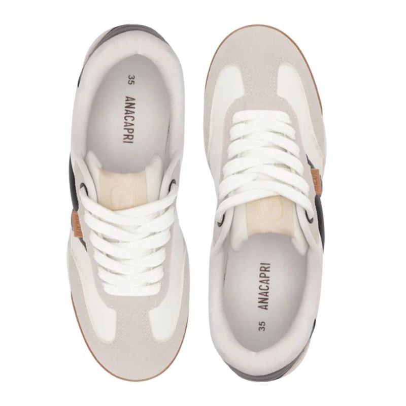 tênis casual feminino nº39 anacapri ac1119 cadarço duplo branco preto (mp)