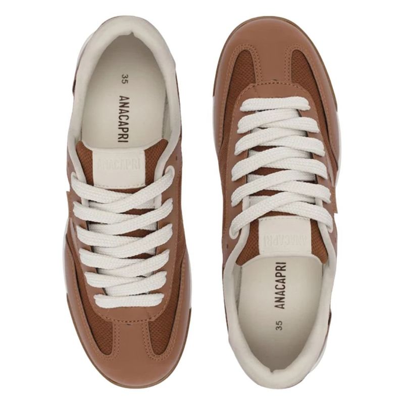 tênis casual feminino n°37 anacapri retro-a marrom e branco (mp)