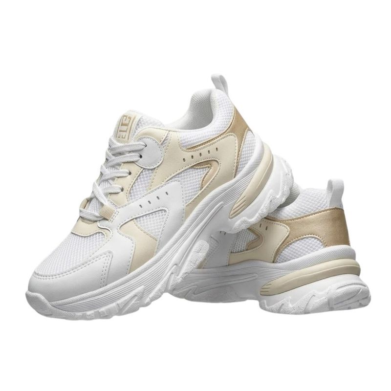 tênis casual feminino n°38 ramarim fleecy plus branco e bege (mp)