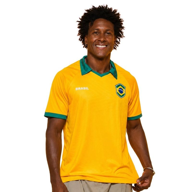 camisa do brasil masculina gg braziline polo espelho amarelo (mp)