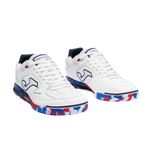 chuteira futsal n°41 joma top flex rebound branco e azul (mp)