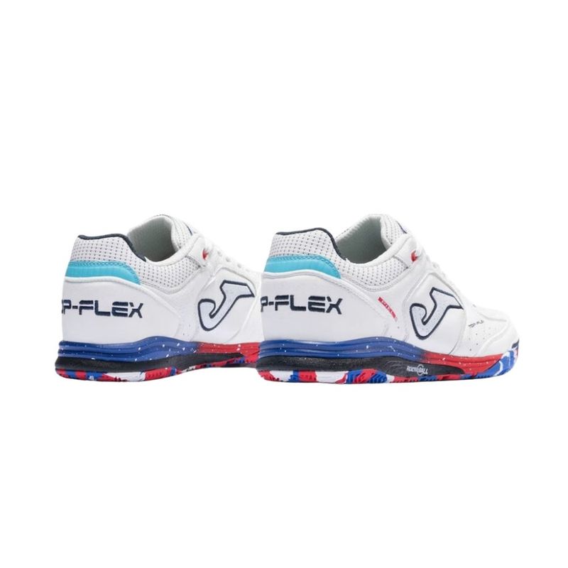 chuteira futsal n°42 joma top flex rebound branco e azul (mp)