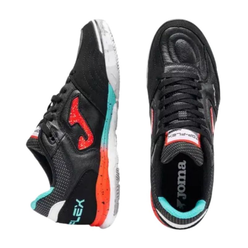 Chuteira Futsal n°42 Joma Top Flex Rebound Preto e Vermelho