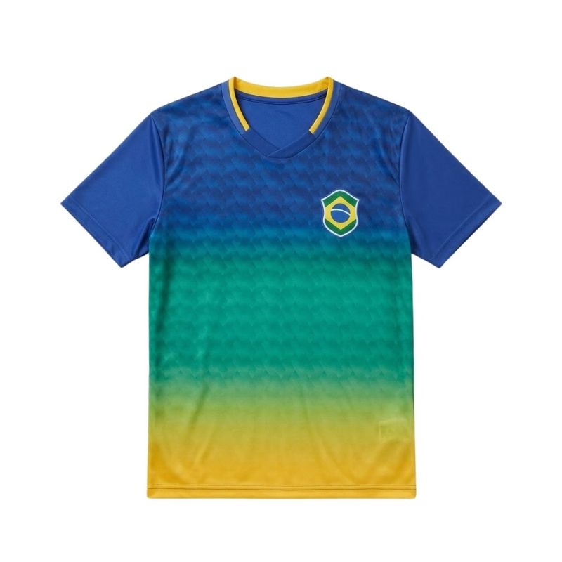 camisa do brasil feminina p braziline samba azul e amarelo (mp)