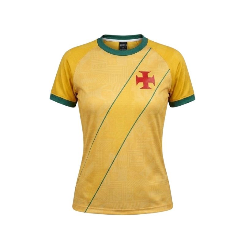 camiseta feminina m vasco braziline folha amarelo (mp)