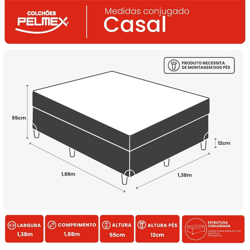 Cama Box Casal Pelmex Montreal Espuma D28 138x188x55cm