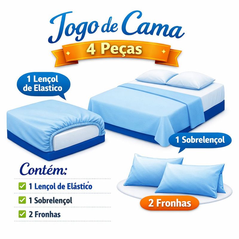 jogo de cama 4 peças casal corttex microtec 200 fios branco (mp)