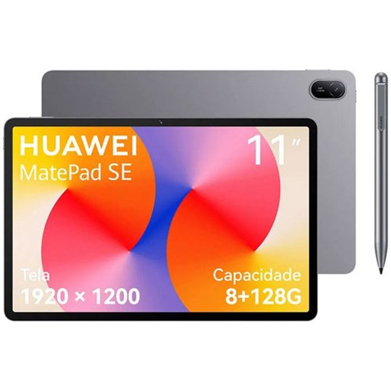 tablet huawei matepade se 128gb 8gb ram tela 11" câmera 8mp cor cinza (id)
