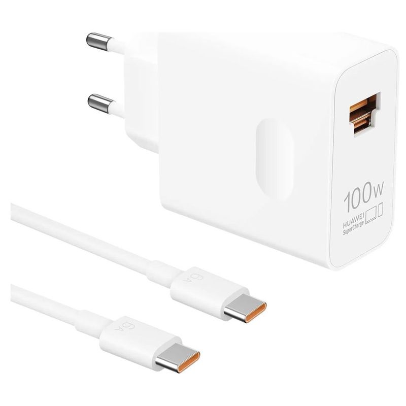 carregador de parede huawei superpower wall charger max 100w usb-a/c branco (id)