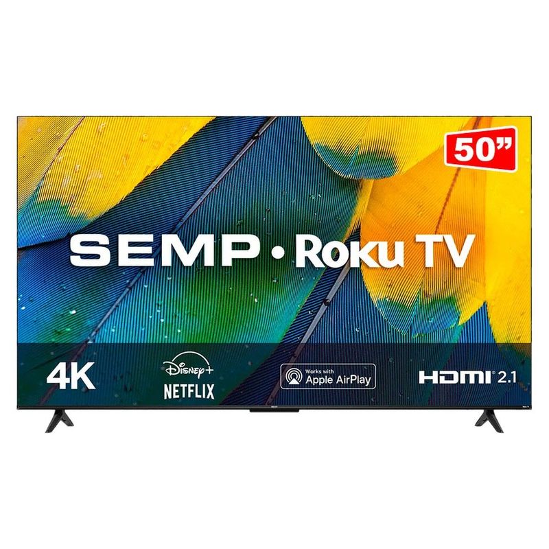 smart tv 50" semp 4k led uhd wi-fi usb hdmi roku tv 50rk8600 (mp)