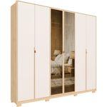 roupeiro 6 portas e 4 gavetas baumon itacoatiara com espelho reflecta carvalho nature com off white ph 1817