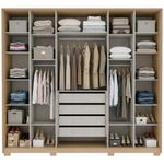 roupeiro 6 portas e 4 gavetas baumon itacoatiara com espelho reflecta carvalho nature com off white ph 1817