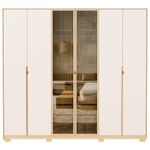 roupeiro 6 portas e 4 gavetas baumon itacoatiara com espelho reflecta carvalho nature com off white ph 1817